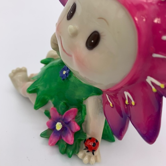 King Max Flower Baby 7” Coin Bank Colorful Fairy With Lady Bug - Picture 3 of 10